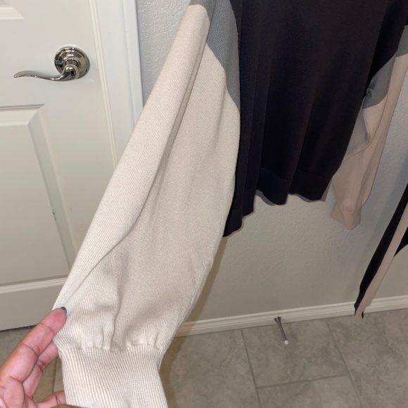 MONROW Color Block Gray/Tan Two-Piece Knit Jogger Set Size S/M - Picture 8 of 15